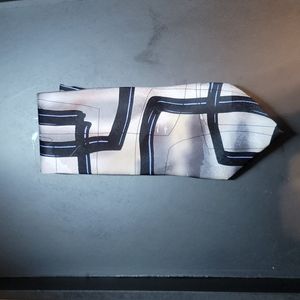 Silver Silk tie with artistic blue design